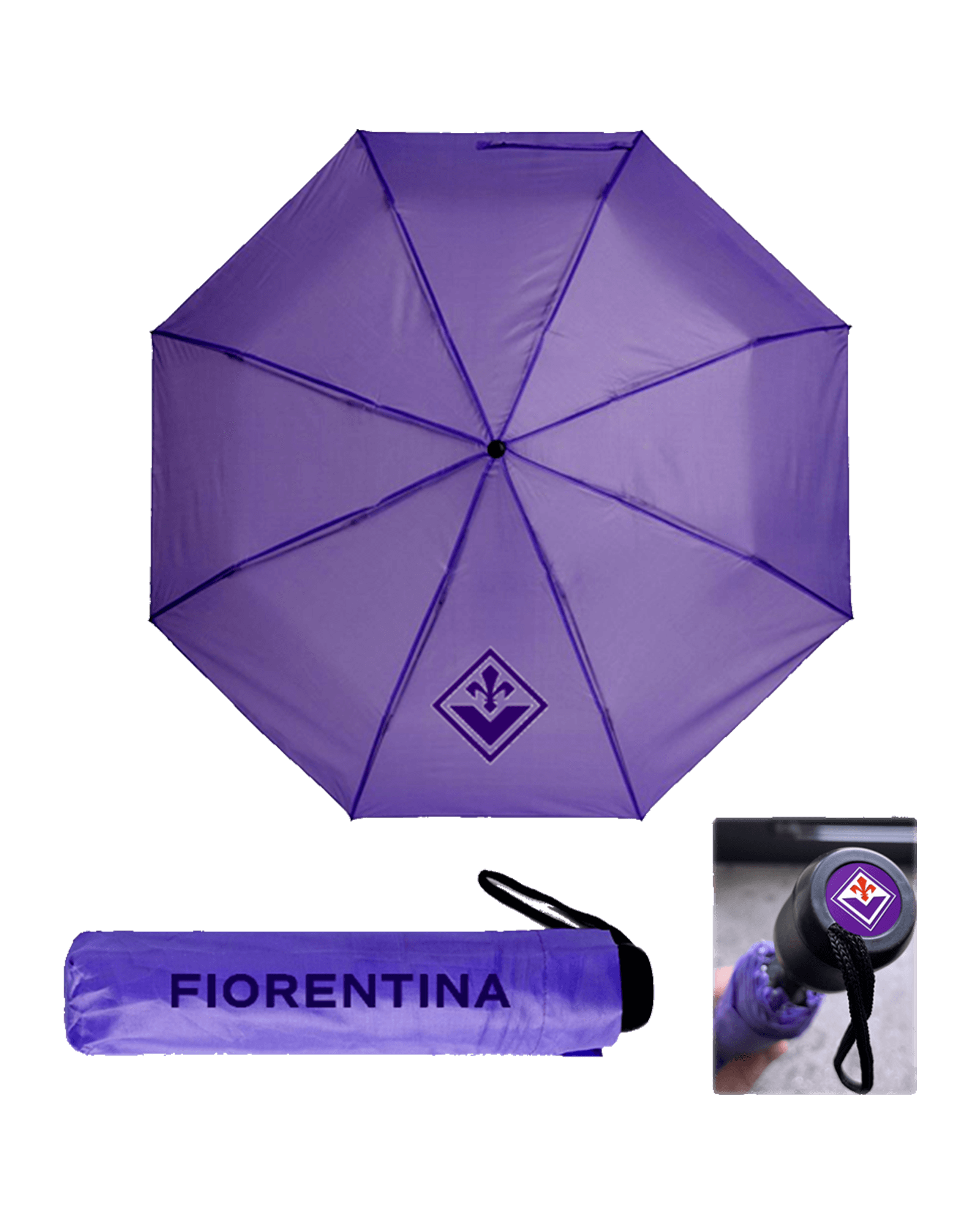 Purple folding umbrella